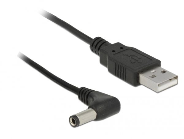 Delock - Strömkabel - Växelströmsjack 5,5 x 2,5 mm (hane) vinklad till USB (endast ström) (hane) - 1.5 m - svart