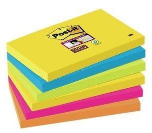 Post-it Super Sticky Rio de Janeiro 655-6SS-RIO-EU - Noter - 76 x 127 mm - 540 ark (6 x 90) - neongul, middelhavsblå, neongrønn, fuksia, neonoransje
