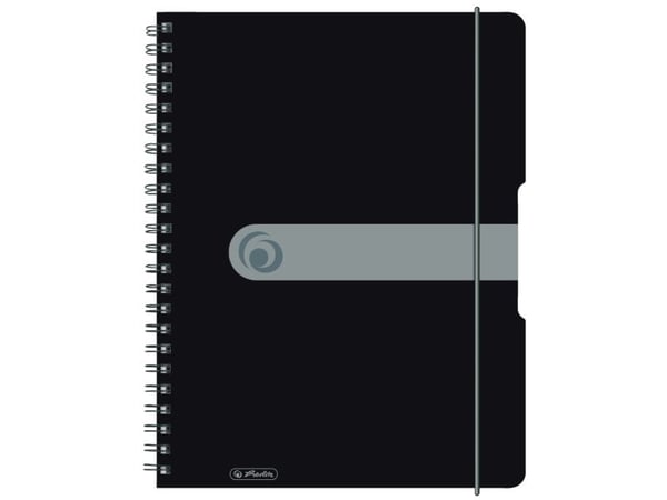 Herlitz to go - Spiralblokk - spiralbundet - A4 (210 x 297 mm) - 80 ark / 160 sider - hvitt papir - rutet - svart perm