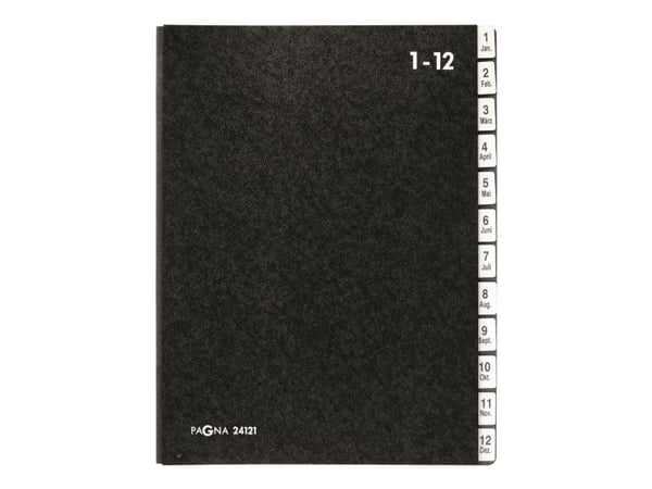 PAGNA Desk Folder Classic 12 lokeroa 1-12/Jan-Dec musta