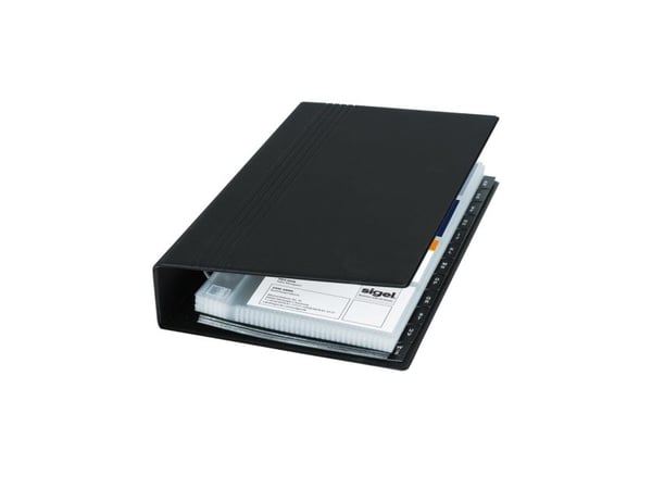 Sigel - Ringperm - 25 rom - fortrykt: A-Z - for 90 x 58 mm - kapasitet: 200 kort - svart, matt