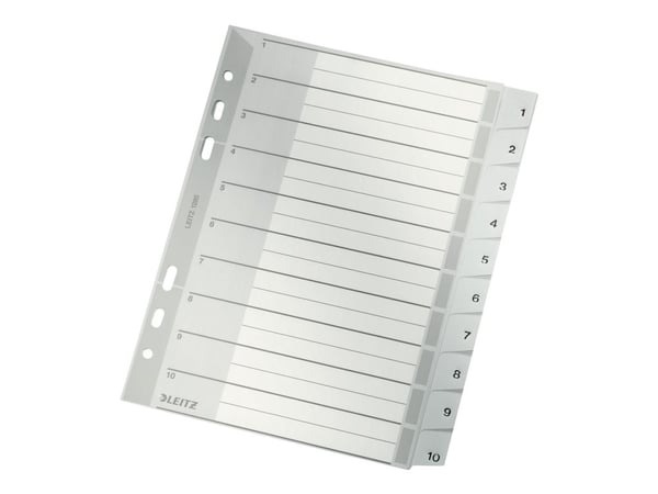Leitz - Avdelare - 10 delar - förtryckt: 1-10 - för A5 (148 x 210 mm) - tabbad - grå