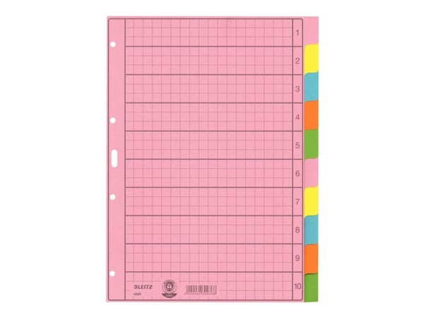 Leitz - Inndeler - 10 deler - for A4 (210 x 297 mm) - med fliker - multifarge