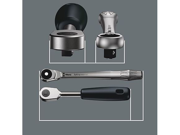 Wera 8003 B, Pipenøkkel, 1 stykker, Kromfarget, CE, Skrallehåndtak, 3/8"