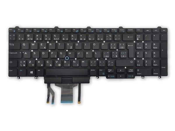 Dell Dual Pointing - Ersättningstangentbord för bärbar dator - med pekpinne - bakgrundsbelyst - QWERTY - dansk