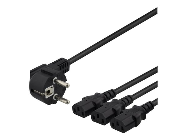 DELTACO - Sähköjohto - CEE 7/7 (han) til IEC 60320 C13 - 250 V - 10 A - 3 m - lajiteltu
