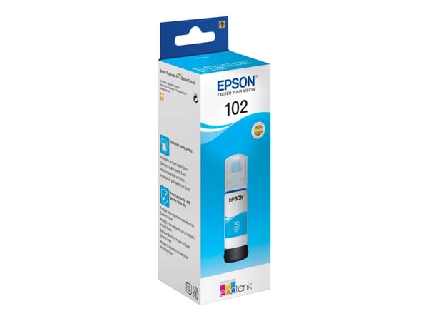 Epson 102 EcoTank Cyan ink bottle, Alkuperäinen, Syaani, Epson, - EcoTank ET-4750 - EcoTank ET-3750 - EcoTank ET-3700 - EcoTank ET-2750 - EcoTank E...
