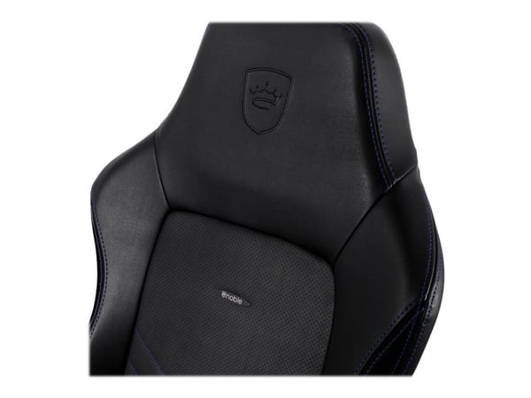 noblechairs Hero PU Leather, Ilmatäytteinen istuin, Pehmustettu selkänoja, Musta, Musta, Sininen, Terästä, Musta