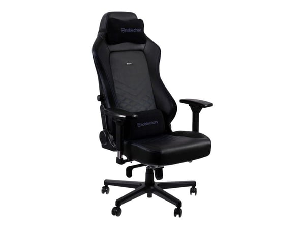 noblechairs Hero PU Leather, Ilmatäytteinen istuin, Pehmustettu selkänoja, Musta, Musta, Sininen, Terästä, Musta