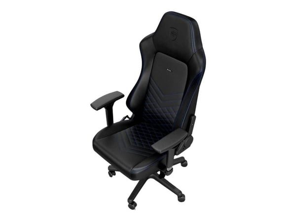 noblechairs Hero PU Leather, Ilmatäytteinen istuin, Pehmustettu selkänoja, Musta, Musta, Sininen, Terästä, Musta