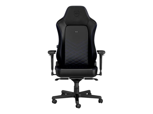 noblechairs Hero PU Leather, Ilmatäytteinen istuin, Pehmustettu selkänoja, Musta, Musta, Sininen, Terästä, Musta