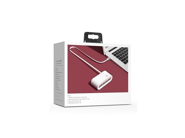 USAMS Adapter HUB 4xUSB 2.0 hvit / hvit SJ238FX01 (US-SJ238)