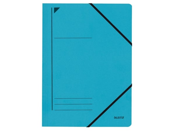 LEITZ hjørneklemme, DIN A4, farget sponplate 450 gsm, blå med elastisk lukking, kapasitet: 250 ark (3980-00-35)