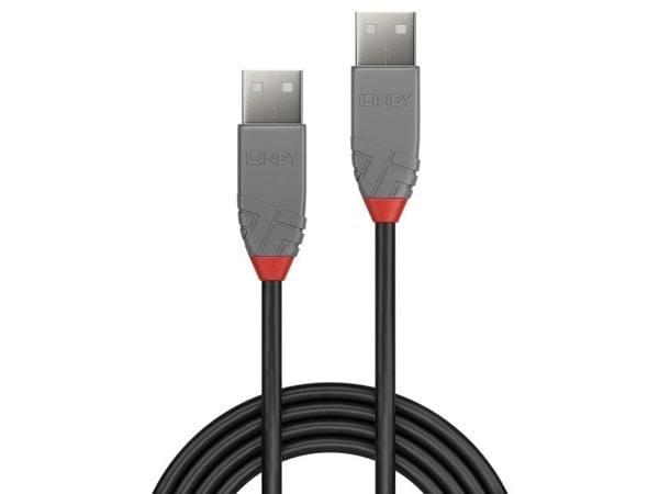 Lindy 36691, 0,5 m, USB A, USB A, USB 2.0, 0,48 Gbit/s, Svart, Grå