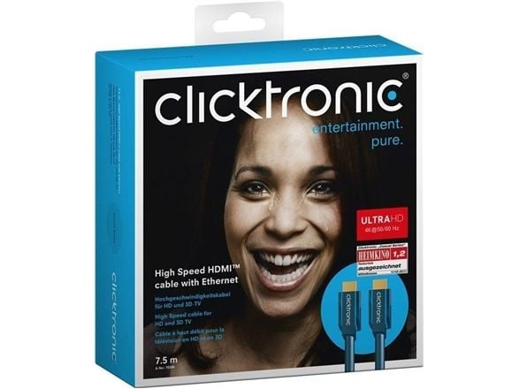 ClickTronic 7.5m High Speed HDMI, 7,5 m, HDMI Type A (Standard), HDMI Type A (Standard), 1 Gbit/s, Blå