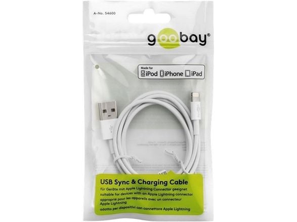 Goobay 72905, 0,5 m, Lightning, USB A, Hankjønn, Hankjønn, Hvit