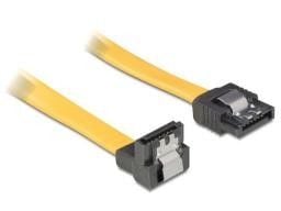 Delock - SATA-kabel - Serial ATA 150/300 - SATA (hann) vinklet til SATA (hann) rett - 1 m - tommelklips - gul