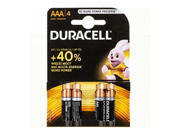 Duracell AAA/LR03, Alkaline Basic MN2400, 4 stk.