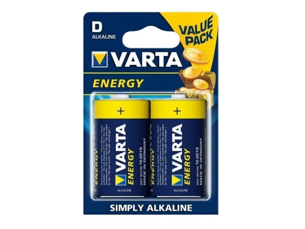 Varta ENERGY D, Kertakäyttöinen akku, D, Alkali, 1,5 V, 2 kpl, Sininen, Keltainen