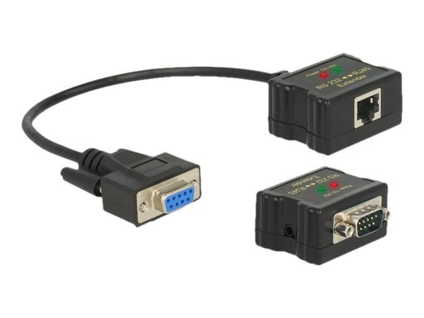 Delock Extender RS-232 DB9 female RJ45 female to RS-232 DB9 male RJ45 female - Utvidet temperaturområde - seriell portutvider - RS-232 - opp til 12...