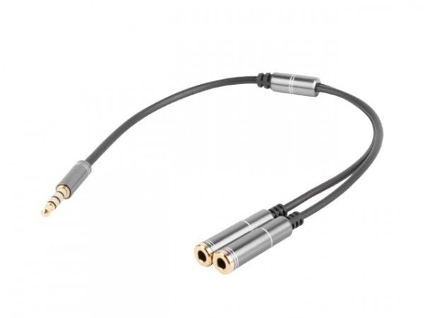 GENESIS A20, 3.5mm, Hankjønn, 3.5mm, Hunkjønn, 0,2 m, Sort, Sølv
