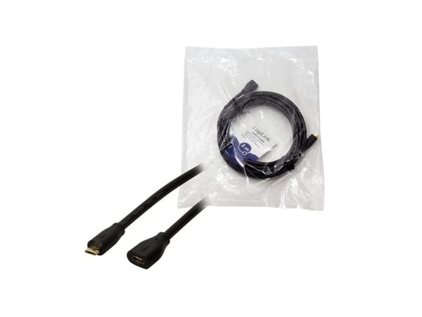 LogiLink CU0124, 3 m, Micro-USB B, Micro-USB B, USB 2.0, 0,48 Gbit/s, musta