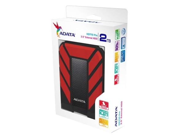 ADATA HD710 Pro, 2 TB, 2.5", 3.2 Gen 1 (3.1 Gen 1), Musta, Punainen