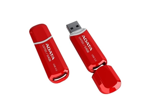 ADATA 64GB DashDrive UV150, 64 GB, USB A-tyyppi, 3.2 Gen 1 (3.1 Gen 1), Suojus, 9 g, Punainen