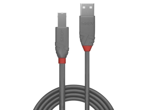 Lindy 36685, 5 m, USB A, USB B, USB 2.0, 0,48 Gbit/s, harmaa