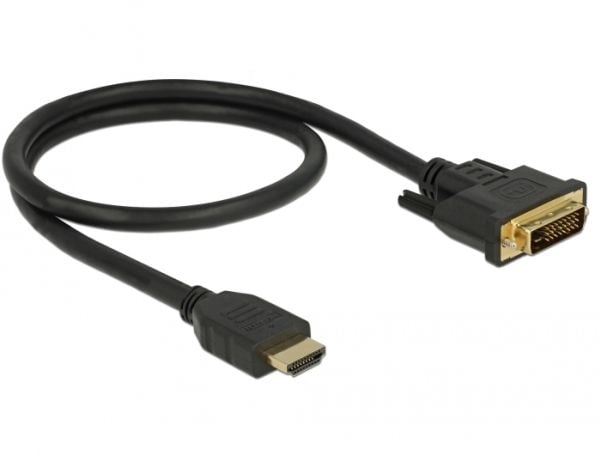 Delock - Adapterkabel - HDMI hann til DVI-D hann - 50 cm - trippel beskyttelse - svart - tommelskruer