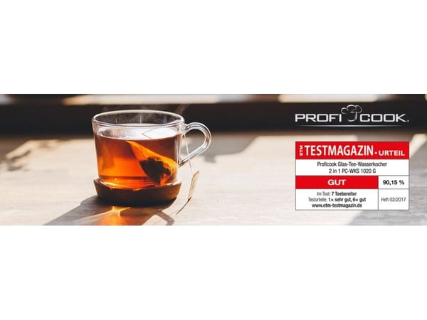 ProfiCook PC-WKS 1020 G - Temaskin/kjele - 1.7 liter - 3 kW - rustfritt stål / svart