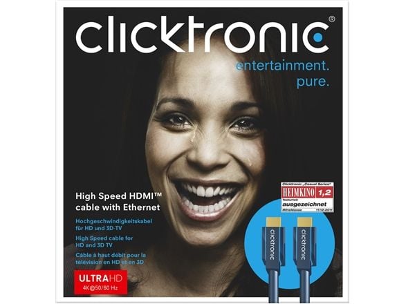 ClickTronic 1.5m High Speed HDMI, 1,5 m, HDMI Type A (Standard), HDMI Type A (Standard), 10,2 Gbit/s, Blå