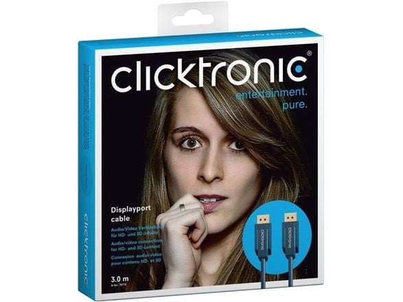 ClickTronic 3m Displayport m/m, 3 m, DisplayPort, DisplayPort, Sininen, Kulta, 10,8 Gbit/s
