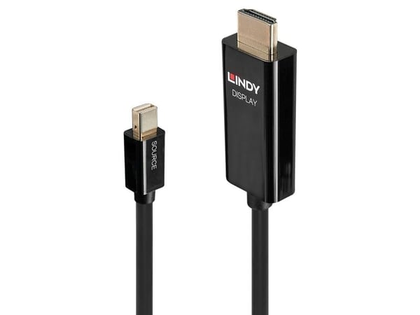 Lindy 40910, 0,5 m, Mini DisplayPort, HDMI Type A (Standard), Hankjønn, Hankjønn, Rett