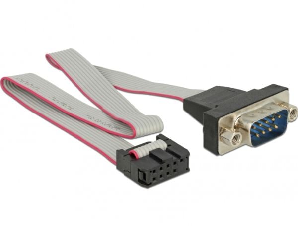 Delock - Seriell kabel - 9-pins serieheader (hunn) til DB-9 (hann) panelmonterbar - 25 cm - grå