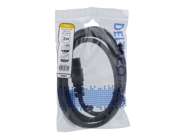 DELTACO DEL-109UA - Virtajohto - IEC 60320 C19 eristämättömälle johdolle - 230 V - 10 A - 2 m - musta