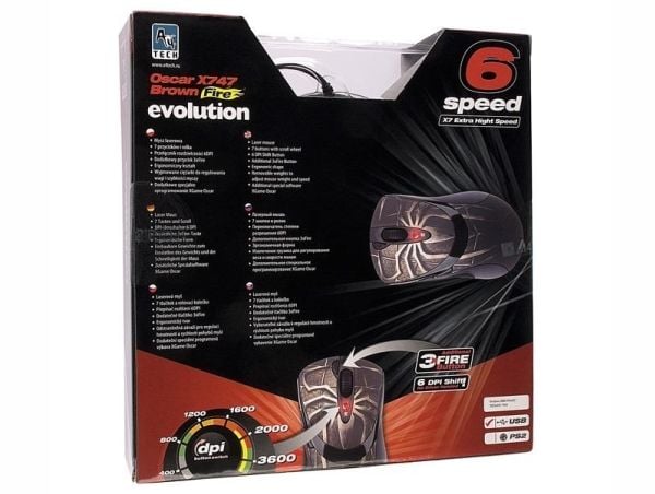 A4Tech Anti-Vibrate Laser Gaming Mouse XL-747H, Oikeakätinen, Laser, USB A-tyyppi, 3600 DPI, Musta