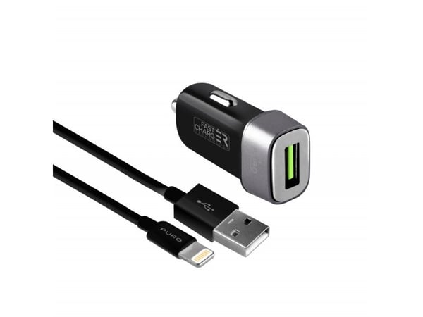 PURO Mini Car Charger - Bilstrømadapter - 12 watt (USB) - svart