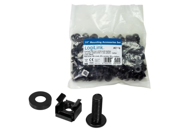 LogiLink AC116, Ruuvipakkaus, Musta, 50 kpl