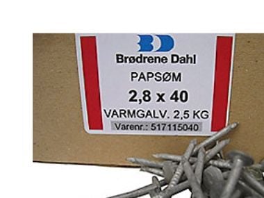 Tagpapsøm 2,8x40 varmgavl - Ca. 932stk. 2,5kg