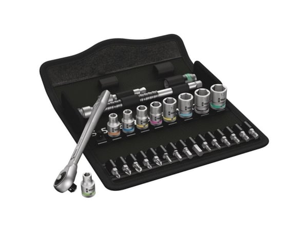 Wera 8100 SA 7, Pipenøkkelsett, Svart, Kromfarget, CE, Skrallehåndtak, 2 stykker, 1/4"