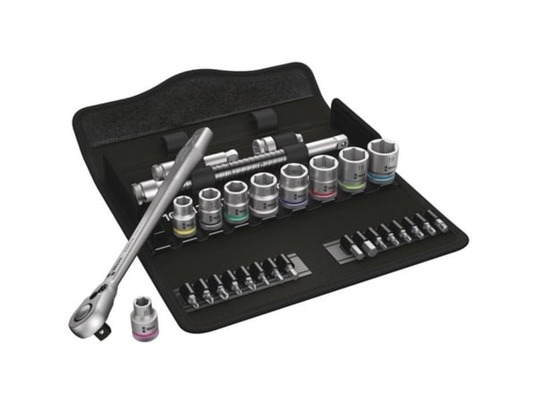 Wera 8100 SB 8, Pipenøkkelsett, Sort, Kromfarget, CE, Skrallehåndtak, 1 stykker, 3/8"