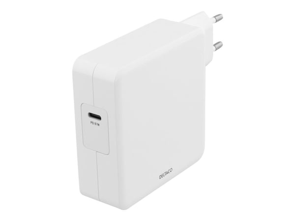 DELTACO USBC-AC117 - Strømadapter - 87 watt - Fast Charge, PD (24 pin USB-C) - hvit