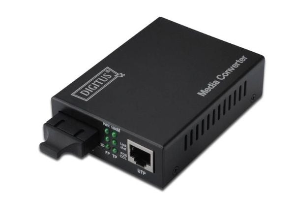 DIGITUS Professional DN-82120-1 - Fibermedieomformer - 1GbE - 10Base-T, 1000Base-SX, 100Base-TX, 1000Base-T - RJ-45 / SC flermodus - opp til 500 m ...