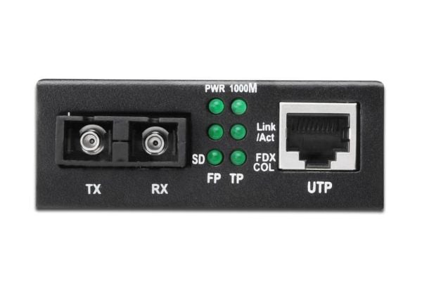 DIGITUS Professional DN-82120-1 - Fibermedieomformer - 1GbE - 10Base-T, 1000Base-SX, 100Base-TX, 1000Base-T - RJ-45 / SC flermodus - opp til 500 m ...