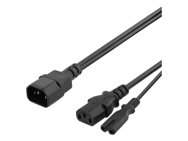 DELTACO DEL-109Y - Strøm-splitter - IEC 60320 C14 til power IEC 60320 C13, power IEC 60320 C7 - 20 cm - 20 cm