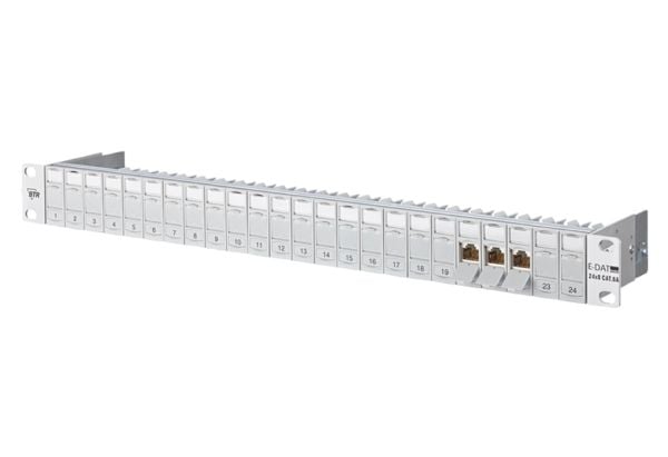 METZ CONNECT E-DAT-modul 24x8(8) 1HE patchfelt Cat.6A, lysgrå