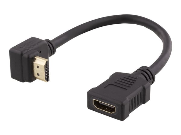 DELTACO HDMI-21B - HDMI-adapter - HDMI hann vinklet til HDMI hunn - 20 cm - svart
