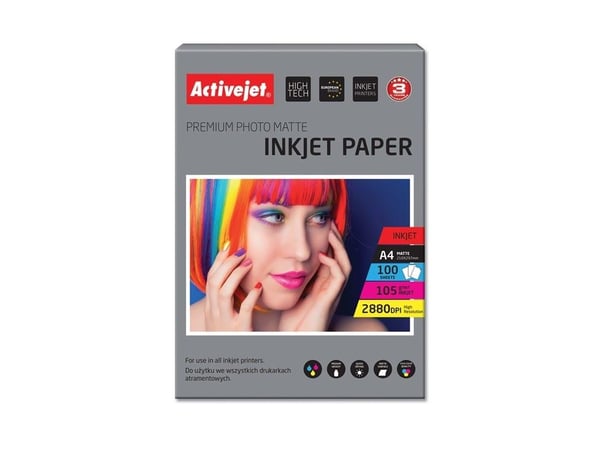 Activejet AP4-125M100, Hvit, Matte, 125 g/m², Blekkdyse, A4, 21x29.7 cm
