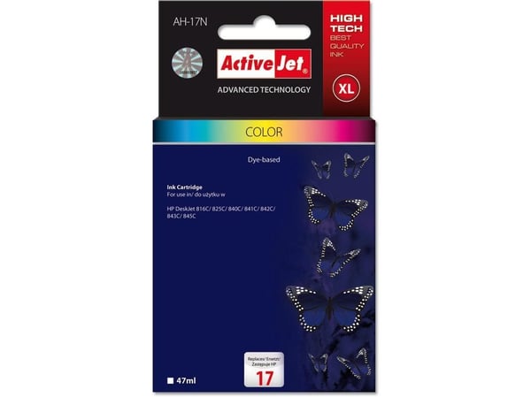 Activejet AH-17N, Hög (XL) avkastning, Cyan, Magenta, Gul, Pigmentbaserat bläck, 47 ml, 1 styck, Enpack